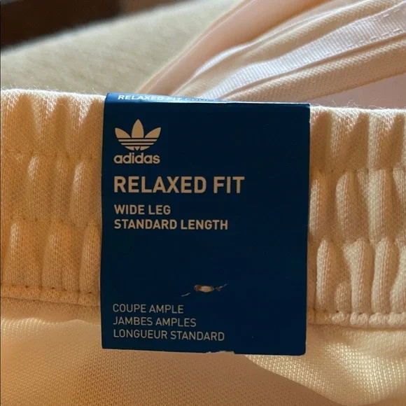 Adidas Cream Track Pants with White Stripes - Picture 2 of 2